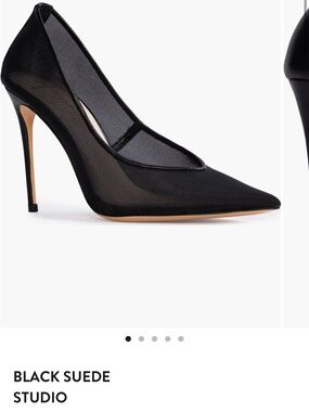 Black Pointed Mesh Stiletto Heel Pump